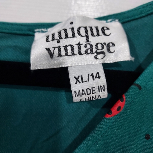 Unique Vintage Teal Ladybug Swing Dress in Size XL/14 - Picture 2 of 12